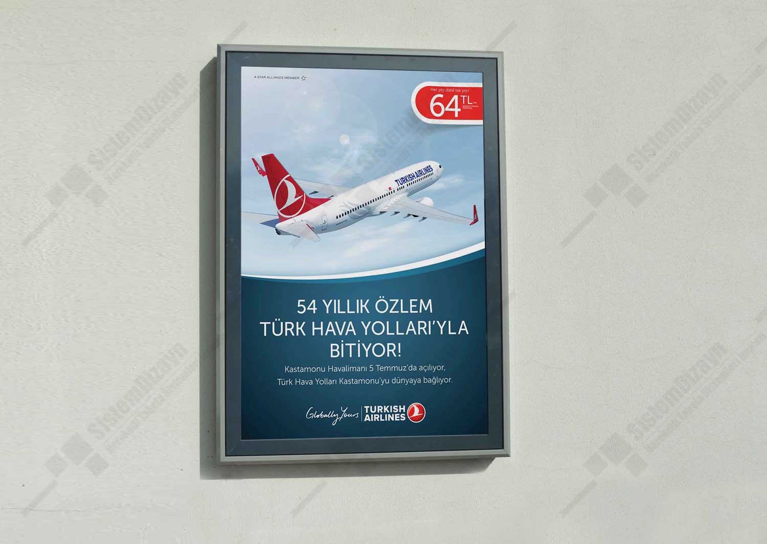 Duvar Tipi Hareketli Ve Afiş Değiştiricili Raket Pano Sistem Dizayn